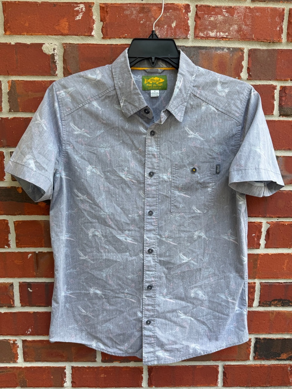 Marsh Wear Hagood 2.0 Short Sleeve Button Up S All Over Wildlife Print Shirt P6